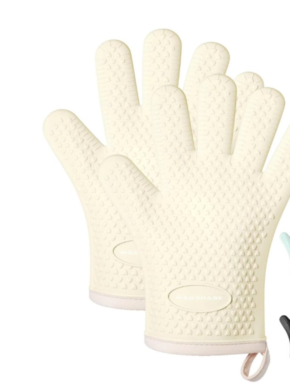 MAD SHARK Silicone Oven Mitts Heat Resistant 450°F, Waterproof & Non-Slip, White